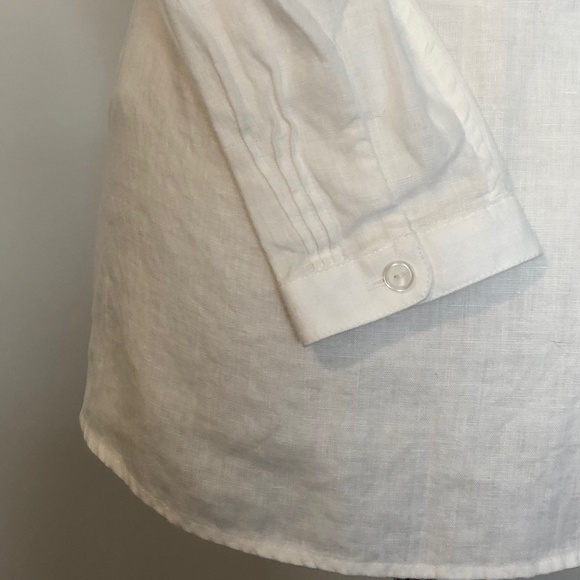 Like-New L.L. Bean White Linen Button-Down Top - Picture 8 of 15
